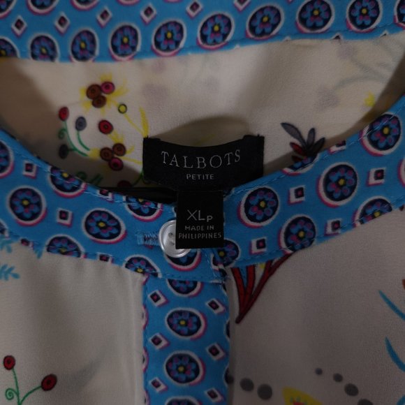 Talbots Tunic Style Blouse Womens Size XLP Pullover Floral Boho Semi Sheer - Picture 8 of 13